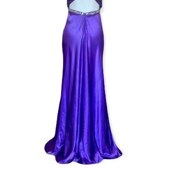Taboo Formal Satin Purple Embellished Maxi Dress - Picture 4 of 9